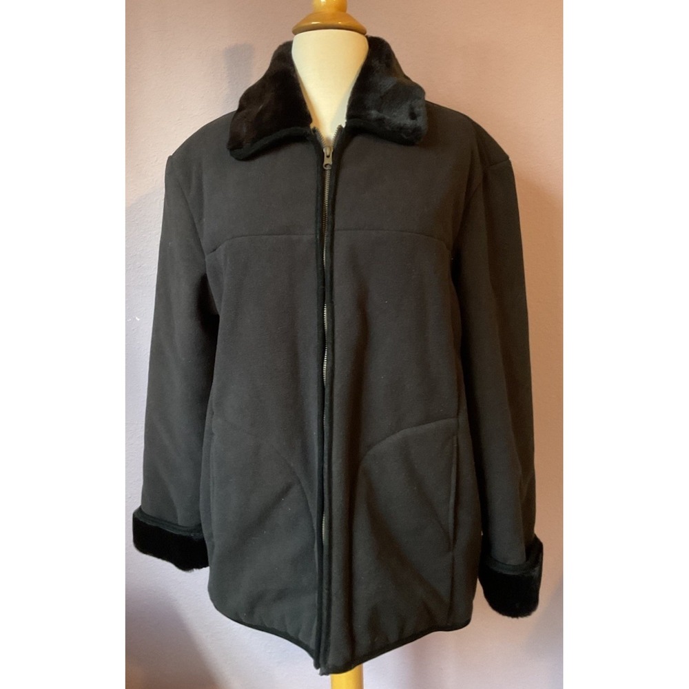 Vintage Fu Da New York Women's Faux‎ Fur Collar Cuffs Winter Coat Jacket Medium
